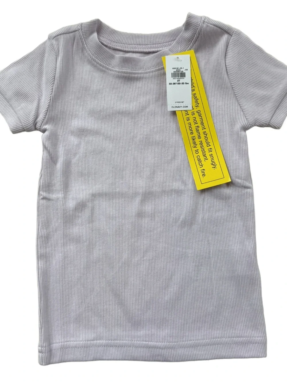 Old Navy Girls 100% Cotton Lilac Ribbed Pajama Set Snug-Fitting Toddler Size 2T
